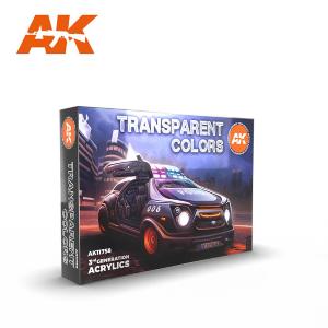 AK INTERACTIVE: SET acrylic paint 3rd Generation 17mL - TRANSPARENT COLORS SET 3G