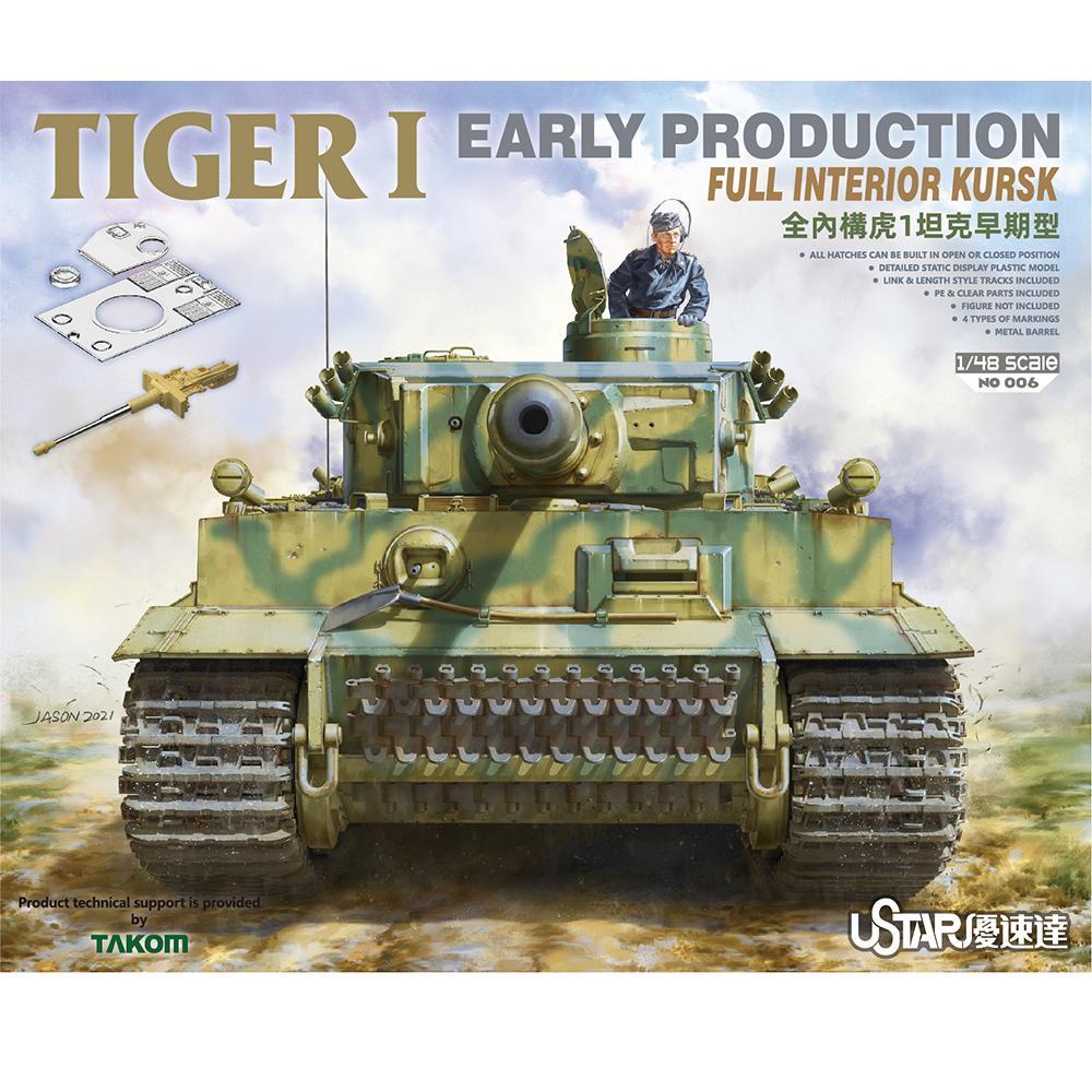 TAKOM MODEL: 1/48; Tiger I Early Production With Full Interior Kursk (canna metallo inclusa)