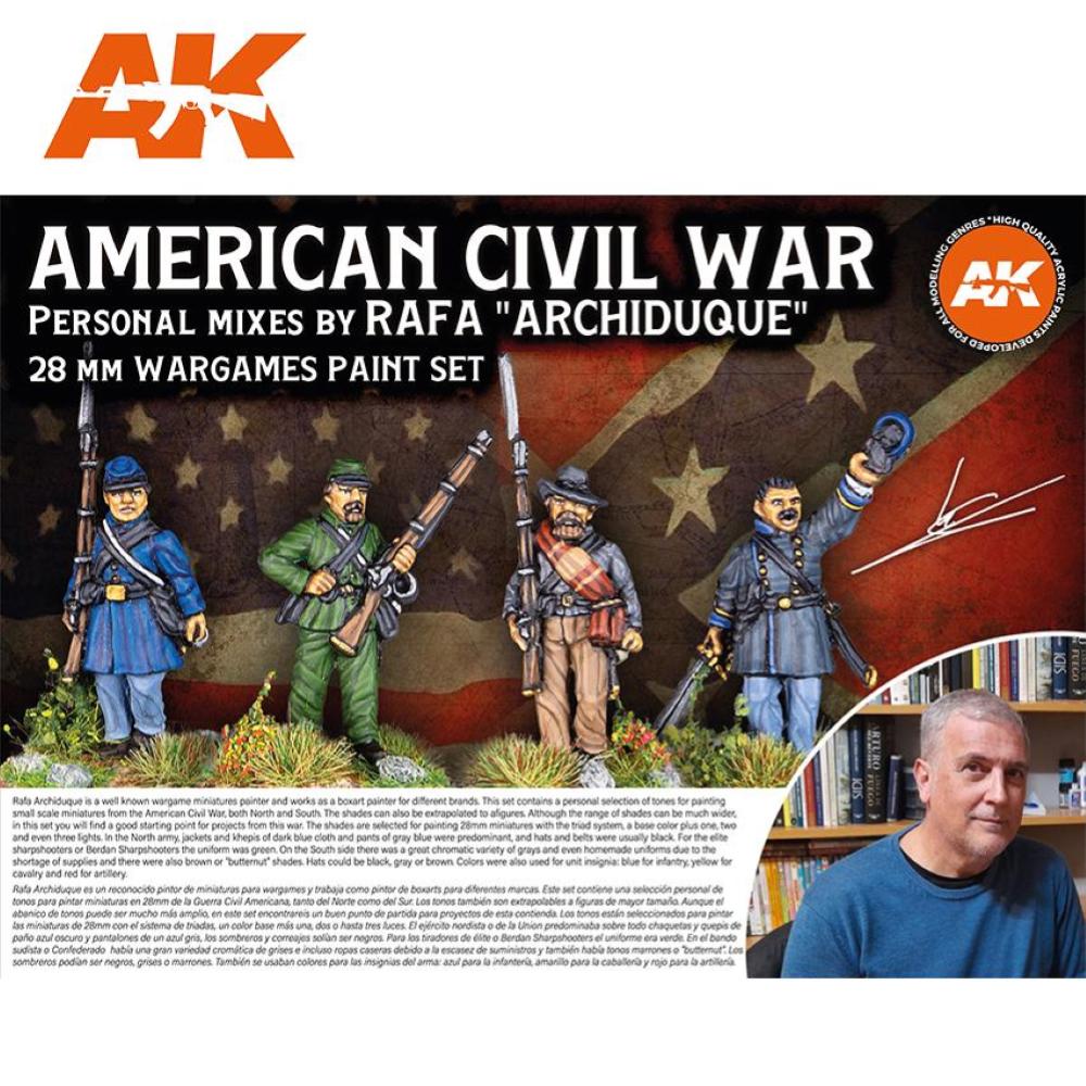 AK INTERACTIVE: SET di 18 colori acrilici 3rd Generation 17mL - Signature Set - Rafa "Archiduque" - Special 28mm American Civil War Paint Set