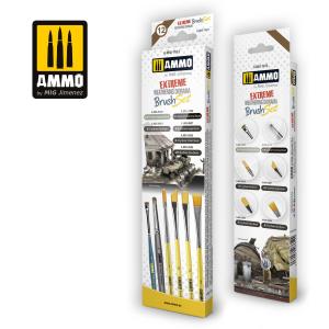 AMMO OF MIG: Extreme Weathering Diorama Brush Set - 6 brushes in cardboard box