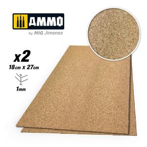 AMMO of MIG: CREATE CORK Fine Grain (1mm) – 2 pezzi Sughero sintetico 60x90 - 2pezzi