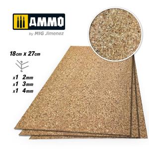AMMO of MIG: CREATE CORK Medium Grain Mix (2mm, 3mm and 4mm) – 1 pc each size Synthetic Cork 60x90 - 3pcs