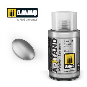 AMMO of MIG: A-STAND Semi Matt Aluminium  - 30ml Enamel Paint for airbrush