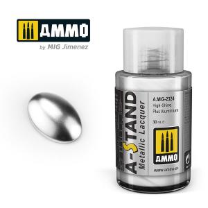 AMMO of MIG: A-STAND High-Shine Plus Aluminium - 30ml Enamel Paint for airbrush