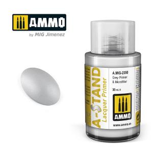 AMMO of MIG: A-STAND Grey Primer & Microfiller  - 30ml colore a smalto per aerografo