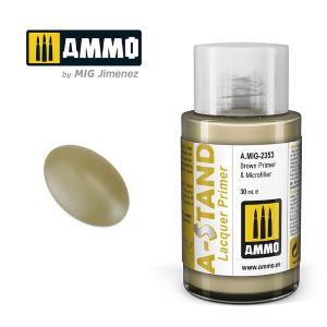 AMMO of MIG: A-STAND Brown Primer & Microfiller - 30ml Enamel Paint for airbrush