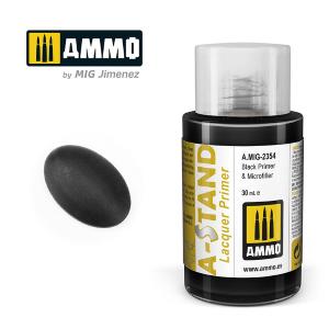 AMMO of MIG: A-STAND Black Primer & Microfiller - 30ml Enamel Paint for airbrush