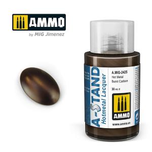 AMMO of MIG: A-STAND Hot Metal Burnt Carbon - 30ml Enamel Paint for airbrush