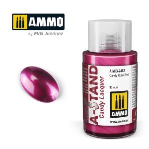 AMMO of MIG: A-STAND Candy Ruby Red - 30ml Enamel Paint for airbrush