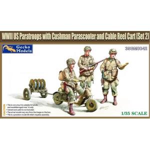 GECKO: 1/35; M53 Scooter Cushman w-RL-35 Cable Reel Cart Mod.1944 & US Paratroops. (Set 2)