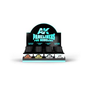 AK INTERACTIVE: Box con 12 PANELINER da 40ml per modellismo (4 riferimenti x 3 unità)