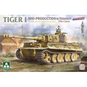 TAKOM MODEL: 1/35; Tiger I  Mid-Production W/Zimmerit Sd.Kfz.181 Pz.Kpfw.Vi Ausf.E Otto Carius (Limited Edition)