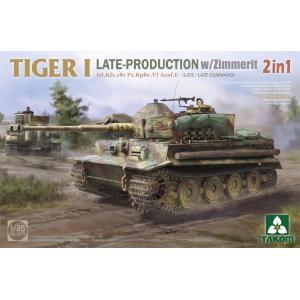 TAKOM MODEL: 1/35; Tiger I Late-Production W/Zimmerit Sd.Kfz.181 Pz.Kpfw.Vi Ausf.E (Late/Late Command) 2 In 1