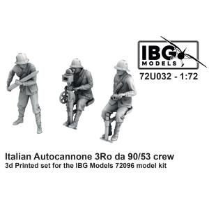 IBG MODELS: 1/72; Italian Autocannone 3Ro da 90/53 crew (stampato in 3D - 3 figure)