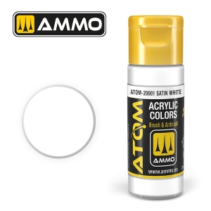 ATOM by Ammo of Mig COLOR Satin White; acrylic paint 20ml