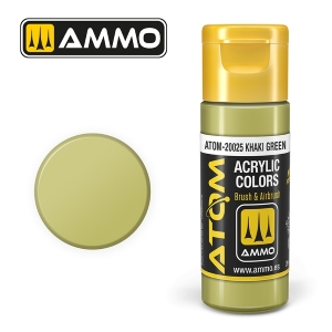 ATOM by Ammo of Mig COLOR Khaki Green; acrylic paint 20ml