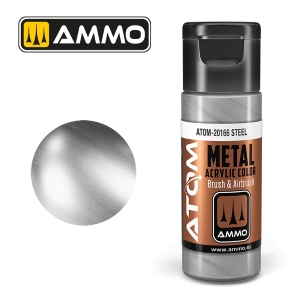 ATOM by Ammo of Mig METALLIC Steel; acrylic paint 20ml