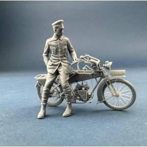 Copper State Models: 1/32; Werner Voss posing with a motorcycle