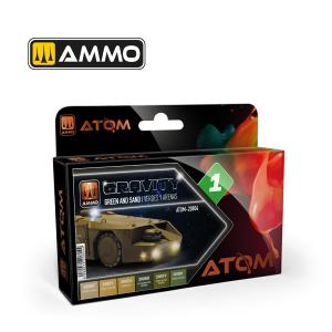 AMMO of MIG: ATOM Gravity Set 1 - Green and Sand (6 Paints Per Set)
