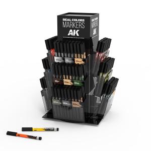 AK INTERACTIVE: REAL COLORS MARKERS ROTATING DISPLAY , 432 pieces total [32 ref. x 12 units +  2 ref. (Flat Black and Flat White) x 24 units]