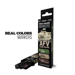 AK INTERACTIVE: REAL COLORS MARKERS LATE GERMAN AFV CAMO COLORS - SET 3 REAL COLORS MARKERS