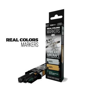 AK INTERACTIVE: REAL COLORS MARKERS WWII AXIS AIRCRAFT SQUIGGLE CAMOUFLAGE COLORS - SET 3 REAL COLORS MARKERS