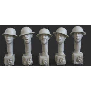 HORNET: 5 heads, Brit. WW1 steel helmet