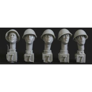HORNET: 5 heads, Brit. Mk III steel helmet