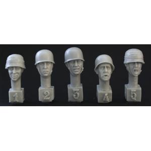 HORNET: 5 heads, Ger. WW2 para helmet