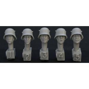 HORNET: 5 heads, Ger. WW1 steel helmet
