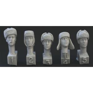 HORNET: 5 heads, Ger. WW2 winter caps