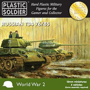 PLASTIC SOLDIER CO: 110th Easy Assembly T34 Tank, options for T34/76 and T34/85 (5 compelte tanks)