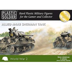 PLASTIC SOLDIER CO: 15mm Easy Assembly Sherman M4A2 Tank (5 compelte tanks)