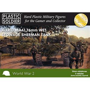 PLASTIC SOLDIER CO: 15mm Easy Assembly Sherman M4A1 76mm Wet Stowage Tank  (5 compelte tanks)