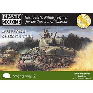 PLASTIC SOLDIER CO: 15mm Easy Assembly Sherman M4A1 Tank (5 compelte tanks)