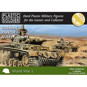 PLASTIC SOLDIER CO: 15mm Easy Assembly German Panzer III F, G and H Tank - 5 vehicles in a box