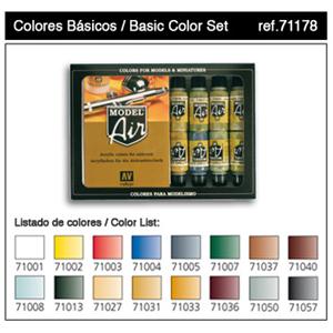 Vallejo Model Air 16 colors set Basic Colors  17 ml