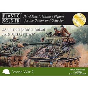 PLASTIC SOLDIER CO: 15mm Sherman M4A4/Firefly Tank; 5 vehicles in a box