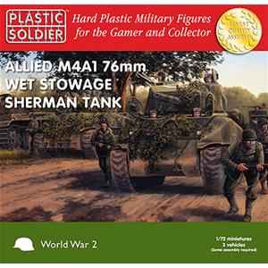 PLASTIC SOLDIER CO: carri americani 1/72 ad assemblaggio rapido Sherman M4A1 76mm Wet Stowage (3 per scatola)